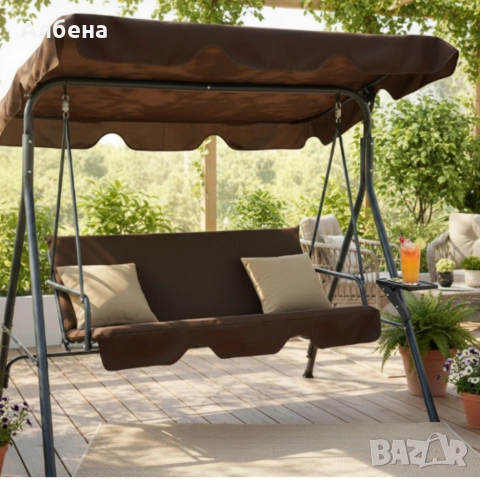 Градинска люлка A-Type със сиви възглавници и поставки за чаши , снимка 12 - Градински мебели, декорация  - 53868020