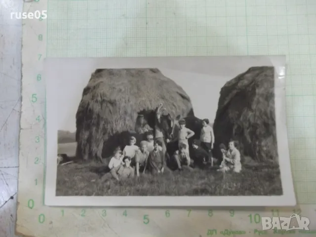 Снимка стара на българи пред събрана слама в Америка