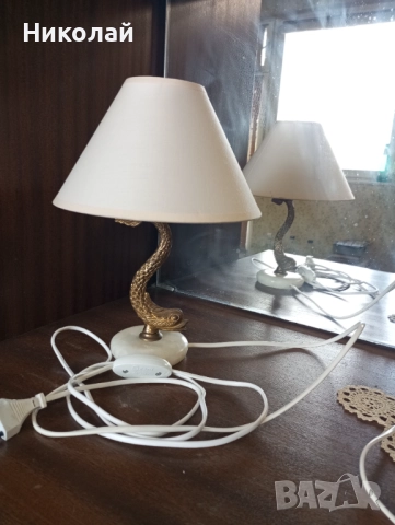 Красива бронзова нощна лампа , снимка 2 - Антикварни и старинни предмети - 52436231
