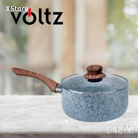 Касерола с капак Voltz Siena, 18x8см.\2л., Мраморно каменно керамично покритие, снимка 3 - Съдове за готвене - 52507709