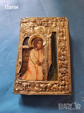 Руска икона с имперска ,царска проба 84. Датирана 1882 г., снимка 12 - Антикварни и старинни предмети - 40800405