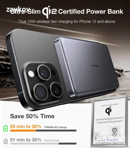 магнитна палър банка 10000 mah, снимка 2 - Външни батерии - 49326933