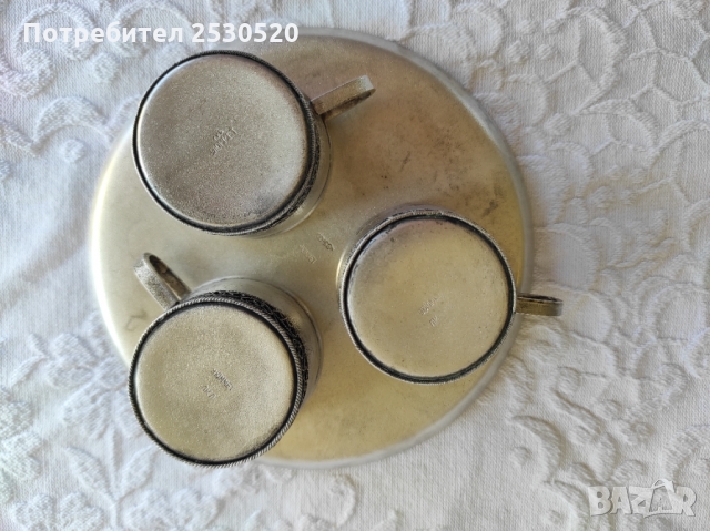 Винтидж посребрен сервиз за кафе - Юммет - СССР, снимка 5 - Антикварни и старинни предмети - 36112202