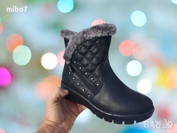  Дамски олекотени ботуши апрески с диагонален цип и топъл хастар., снимка 2 - Дамски апрески - 47645145