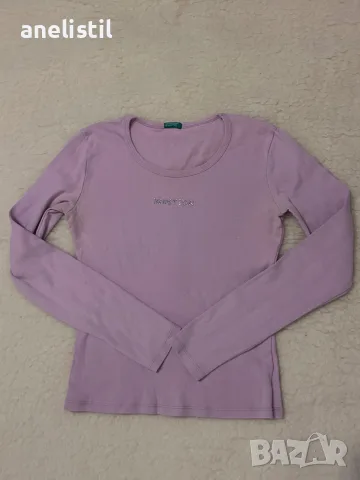 💜 Дамска блуза Benetton с камъчета – нежно лилава