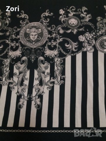 Черна блуза с Версаче принт , снимка 2 - Тениски - 40349728