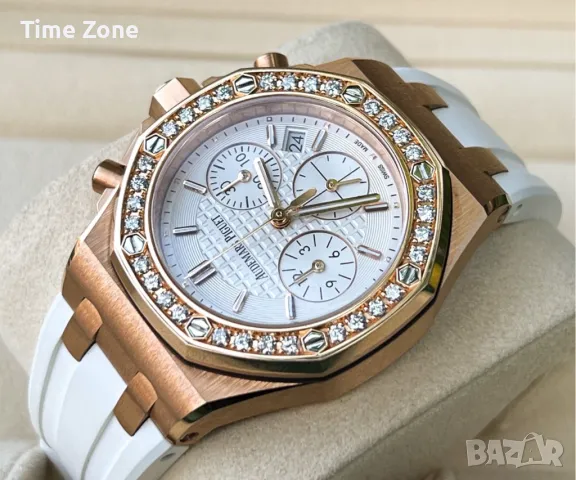 Audemars Piguet Royal Oak Offshore Chronograph 37mm Rose Gold White Diamond Дамски Различни Варианти, снимка 6 - Дамски - 48182801