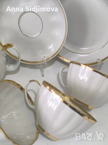 Руски порцелан сервиз за чай Дулево , снимка 6 - Сервизи - 51706282
