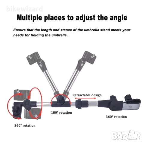 Nakazawa Универсален чадър за детска количка за дъжд / слънце диаметър 104 см НОВ, снимка 5 - Чадъри - 52393834