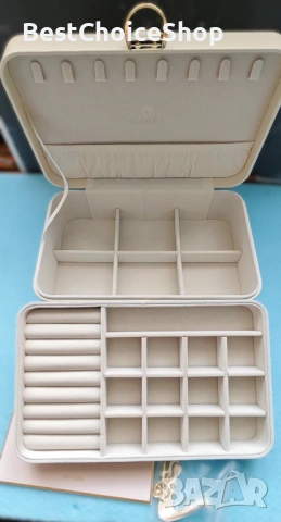 Кутия за бижута Vlando, двуслойна с ключалка, за съхранение на бижута, снимка 3 - Бижутерийни комплекти - 53068026