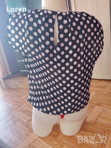 Блузка в тъмно синьо на бели точки, снимка 6 - Тениски - 41673700