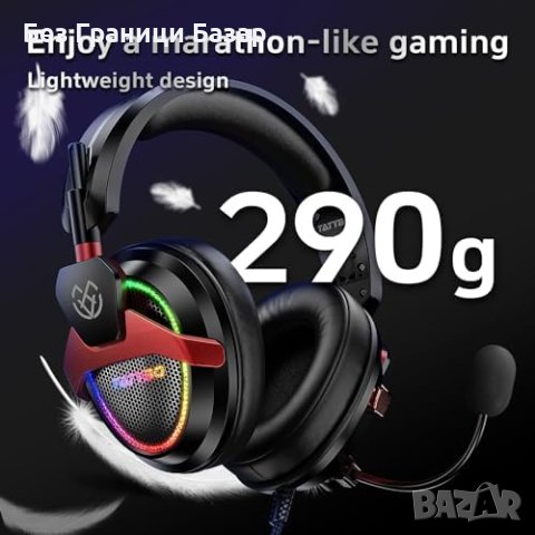 Tatybo Слушалки за PC/PS5/Xbox, RGB, Ултра-Ясен Микрофон, снимка 4 - Слушалки и портативни колонки - 44179473