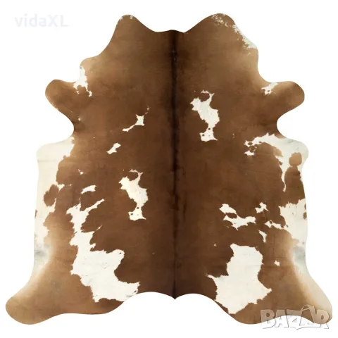 vidaXL Килим от волска кожа, кафяво и бяло, 150x170 см