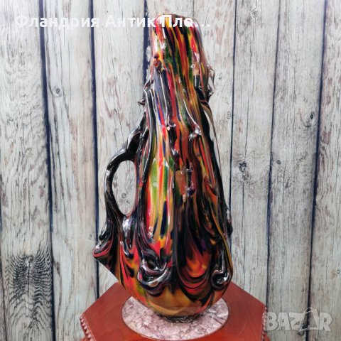 Стъклена ваза " Гореща лава", снимка 2 - Вази - 41264401