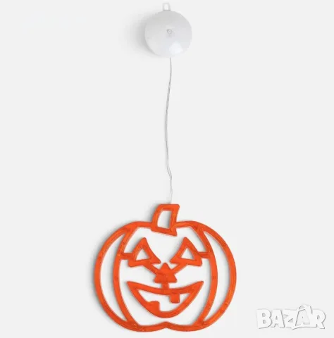 Halloween висяща тиква с 16 оранжеви LED светлини – 20x18 cm, снимка 2 - Декорация за дома - 56197487