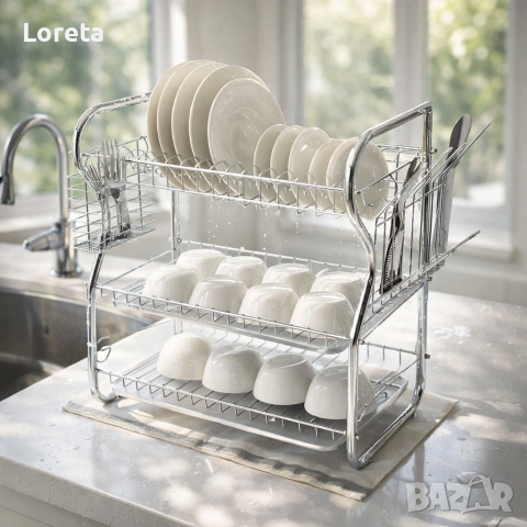 Сушилник за съдове Rosberg R53000O, 3 нива, снимка 2 - Сушилни - 53377911