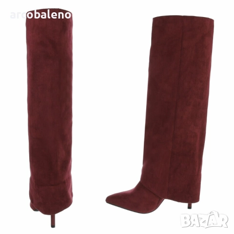Дамски ботуши на висок ток от велур, 2цвята , снимка 6 - Дамски ботуши - 52529853