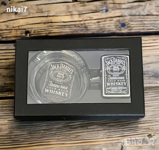 подаръчен комплект запалка+пепелник Jack Daniels закалено стъкло, снимка 2 - Подаръци за юбилей - 42062244