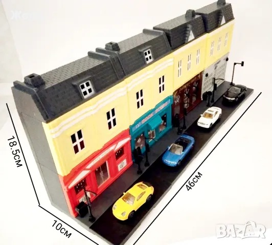 Европейска улица със сгради на модули и малки колички 0230653, снимка 4 - Образователни игри - 48418202