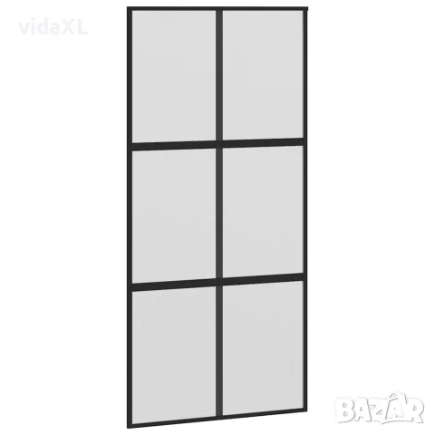 vidaXL Плъзгаща се врата с обков 102,5x205 см Закалено стъкло&Алуминий, снимка 3 - Входни врати - 56147082