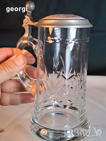 Немска кристална халба с цинково порцеланов капак Ромео и Жулиета   29/3