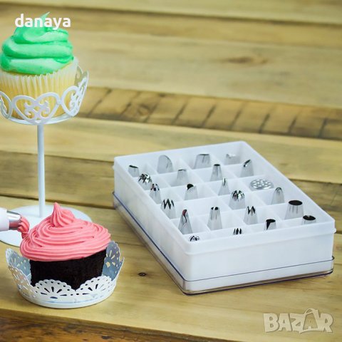 3495 Сладкарски метални накрайници за шприц пош 24 броя в комплект, снимка 7 - Аксесоари за кухня - 41019462