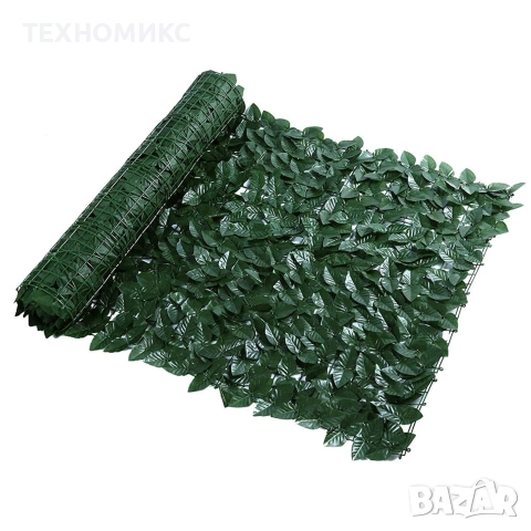 Ограда от зелени листа - панел за уединение с реалистичен вид 3 x 0,5м, снимка 3 - Други - 53603762