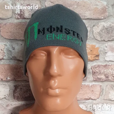 Нова зимна шапка MONSTER в сив цвят, снимка 2 - Шапки - 47699776