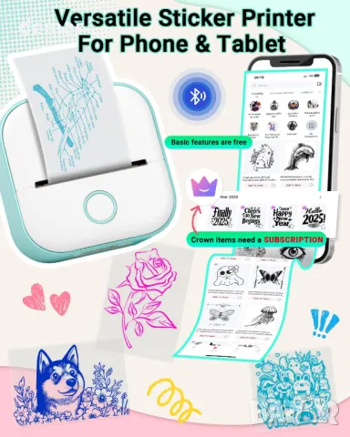 Мини принтер Memoking T02 - Преносим термичен принтер без мастило с три ролки, снимка 5 - Принтери, копири, скенери - 49283031