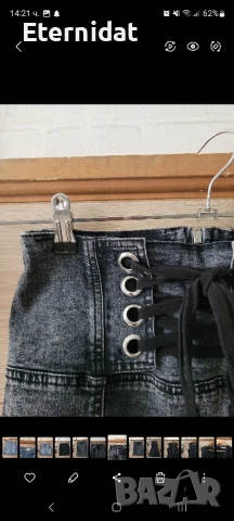 Черна дънкова пола висока талия , снимка 3 - Поли - 50851768