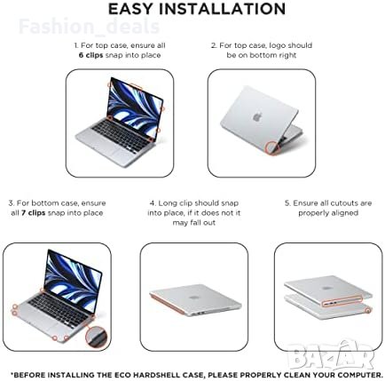 Нов Прозрачен твърд калъф за MacBook Air (M2, 2022) Подарък, снимка 5 - Фолия, протектори - 42309894