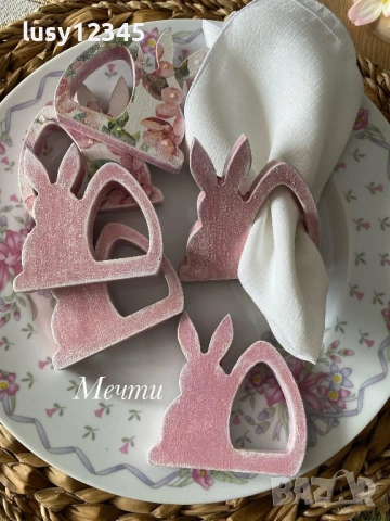 Зайковци🐇🍽️🥂 Пръстени за салфетки, снимка 3 - Прибори за хранене, готвене и сервиране - 53843067