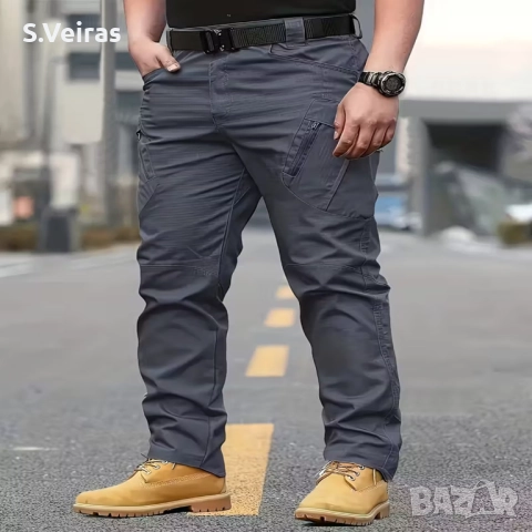 Мъжки работен панталон за всякакви терени - устойчив на разкъсване, ветроустойчив, регулируема талия, снимка 2 - Панталони - 52858005