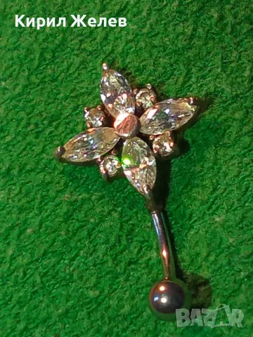 СКЪПОЦЕННА ФЛОРАЛНА СРЕБЪРНА ПИЪРСИНГ ОБЕЦА СРЕБРО 925 с ИСКРЯЩИ ФАСЕТИРАНИ ЦИРКОНИ 15386, снимка 15 - Обеци - 46484132