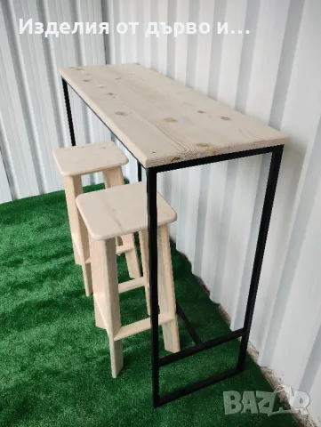 Маса и столове от дърво и метал , снимка 3 - Маси - 49785121