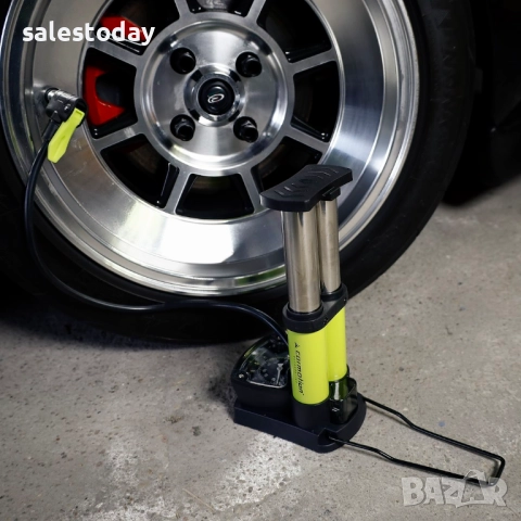Помпа за гуми, Крачна, Двубутална, 10 BAR / 140 PS, снимка 2 - Аксесоари и консумативи - 51742216