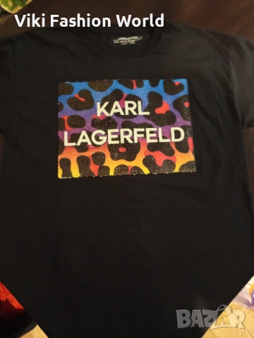 KARL Lagerfeld Дамска Тениска с Пайети Овърсайз, снимка 2 - Тениски - 53183466