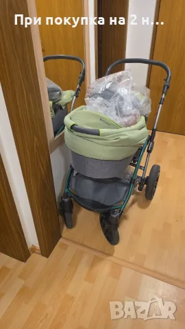 Комбинирана бебешка количка 2 в 1 Knorr-Baby Voletto (Сиво със Зелено) – Немско качество, снимка 7 - Детски колички - 55748719