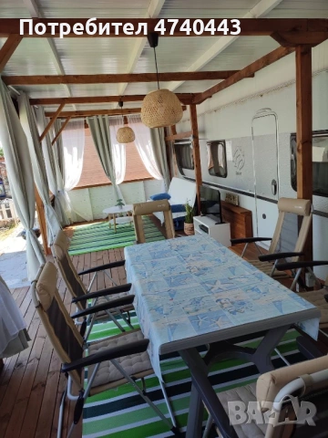 Knaus Sport 650 -  Изграден навес намиращ се на къмпинг Каваци на 40м от плажа, снимка 4 - Каравани и кемпери - 53536521