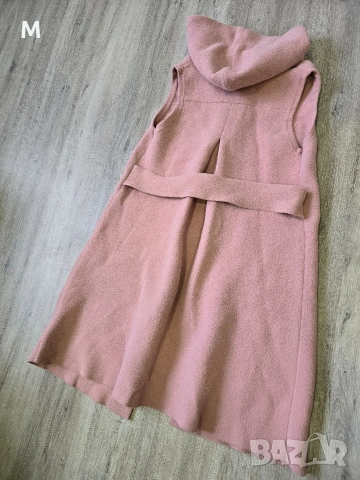 Ново дълго розово елече с качулка на намаление , снимка 3 - Елеци - 53428700