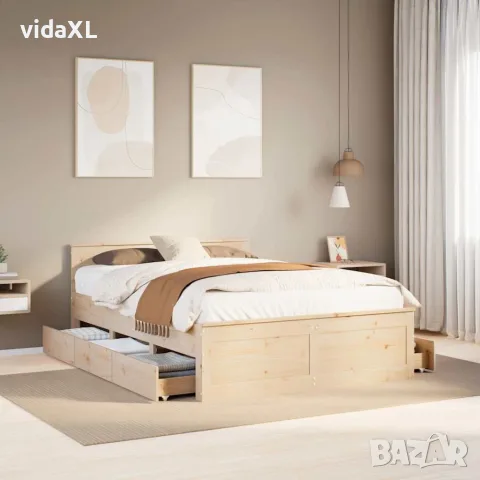 vidaXL Рамка за легло без матрак с табла 140x190 см борово дърво масив, снимка 2 - Спални и легла - 56147023