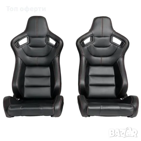Спортни седалки за МПС - 1053 Черна с червен конец+
