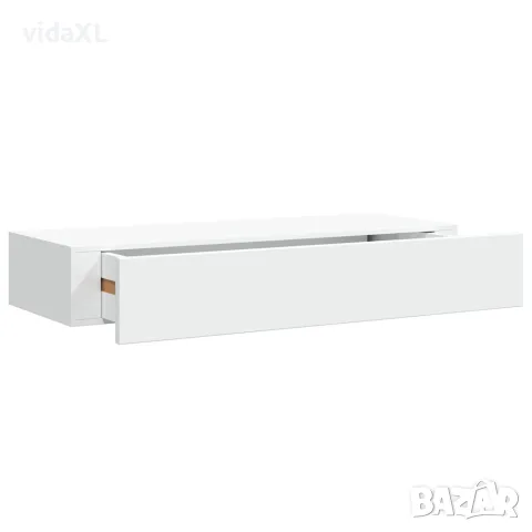 vidaXL Стенен рафт с чекмедже, бял, 60x23,5x10 см, МДФ