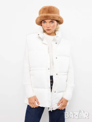 Дамски елек с цип LC Waikiki, 100% полиестер, Екрю, XXL