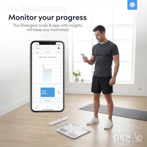 Silvergear кантар с ръчни сензори и App, снимка 6 - Други - 53619900