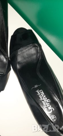 Черни обувки 39 номер с прозрачен ток Прозрачни токове , снимка 3 - Дамски обувки на ток - 41409174