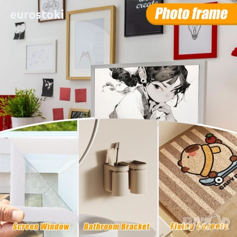 BELICOO Ленти за окачване на големи картини без пирони, здрави, 48 чифта (96 ленти), водоустойчиви , снимка 2 - Картини - 51766659