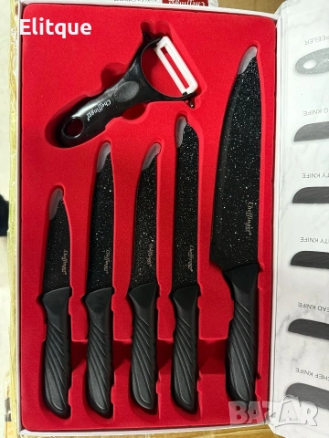Комплект кухненски н о ж о в е Cheffinger MB09 – 6 части с мраморно покритие и магнитна кутия, снимка 7 - Други - 53256999