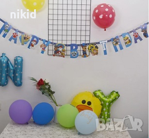 Happy Birthday ПЕС Патрул герои Paw Pes Patrol картонен надпис Банер парти гирлянд декор рожден ден, снимка 2 - Други - 36318600