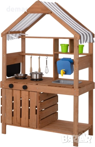 OOOK Детски кухненски комплект с навес, 3+ години, масивна ела